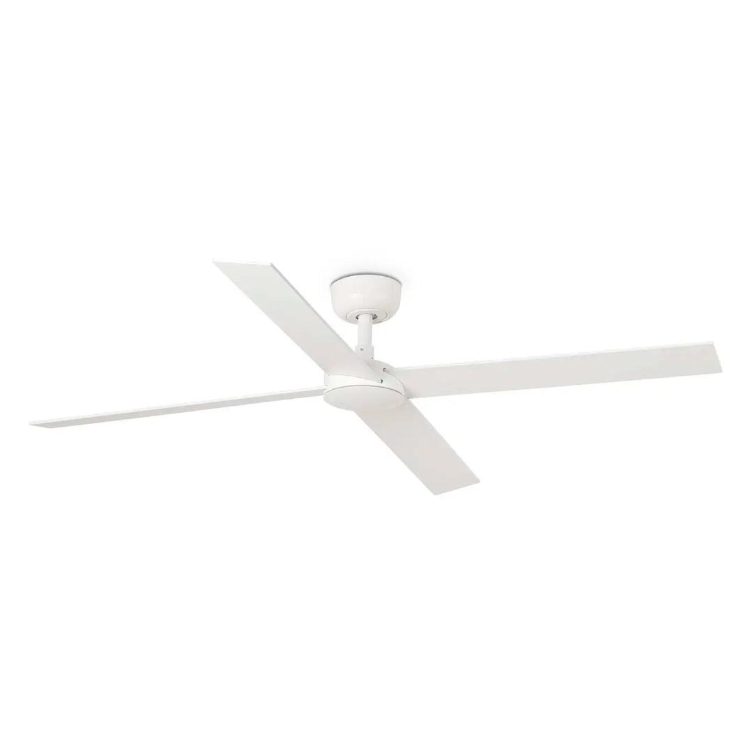 Ventilateur de plafond Rudder blanc et frêne en situation