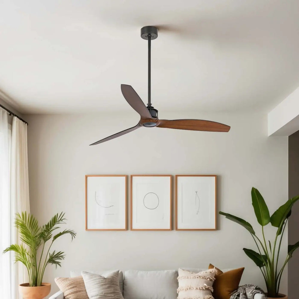 Ventilateur de plafond Just Fan noir et noyer en situation