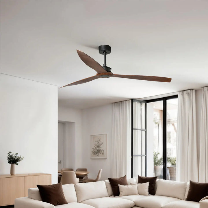 Ventilateur de plafond Just Fan XL noir et noyer en situation